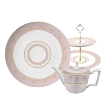 Wholesale Luxury Royal Pink Ceramic Dinnerware Plate Set Nordic Design Eco-Friendly for Wedding Restaurant Home Kitchen 100pcs