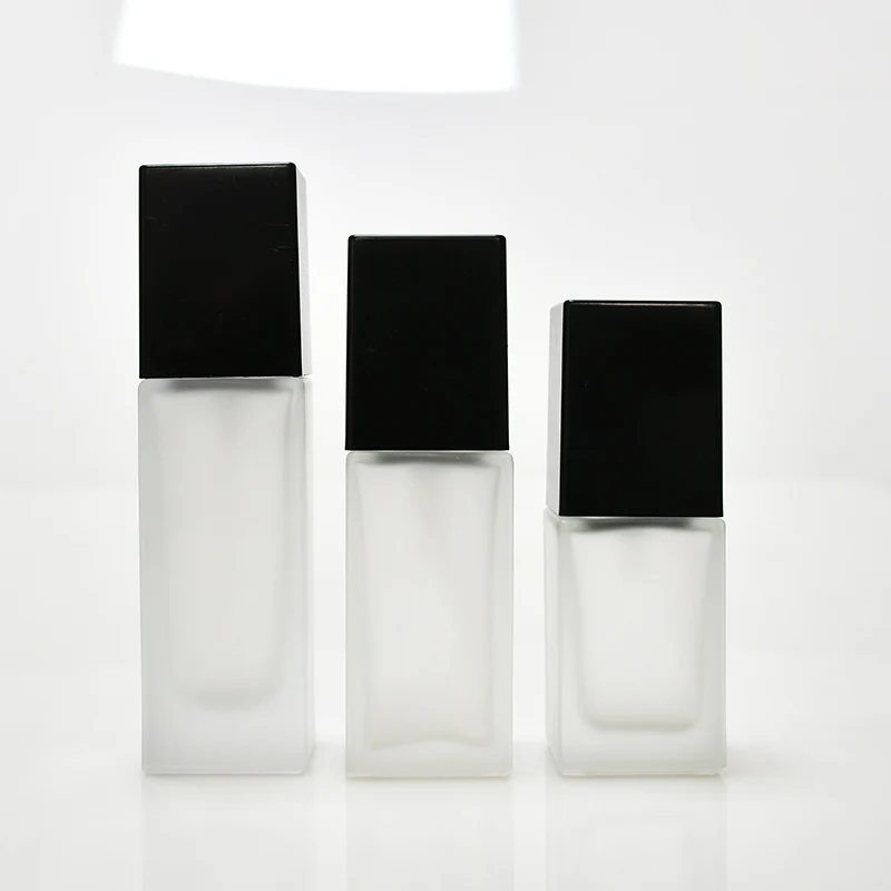Custom 20ml 30ml 40ml Cosmetic Packaging Frosted Empty Serum Pump Lotion Liquid Foundation Glass Bottle With Pump