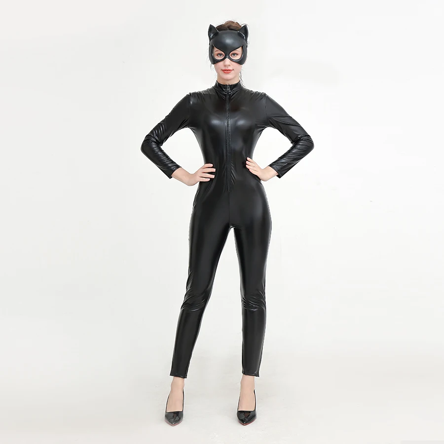 Halloween Women Black Cat Jumpsuit Zentai Suit Costumes