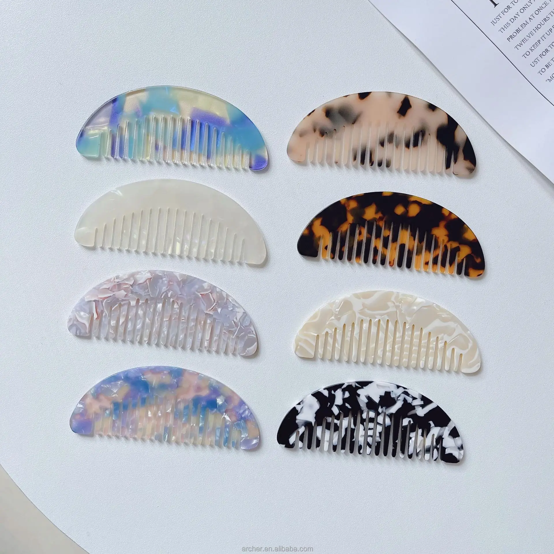 fashion Korea style Aceate Braiding Teasing Hair Combs Marble Tortoise Wide Tooth Pocket Cellulose Acetate Comb In Bulk for wome