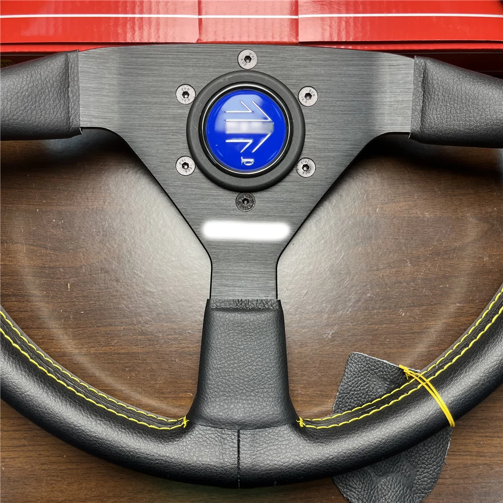 Wholesale MOMO V1 Flat Racing Leather Steering Wheel 14-inch