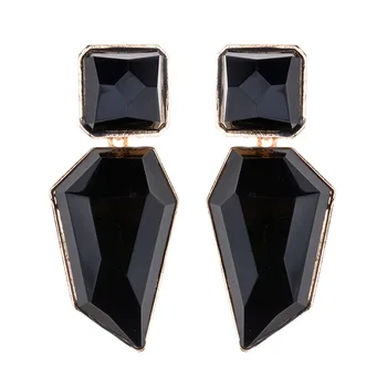New Women's Fashion Crystal Earrings Rhinestone Glass Black Resin Sweet Metal Leaf Tassel Earrings For Girl Fashion Jewelry
