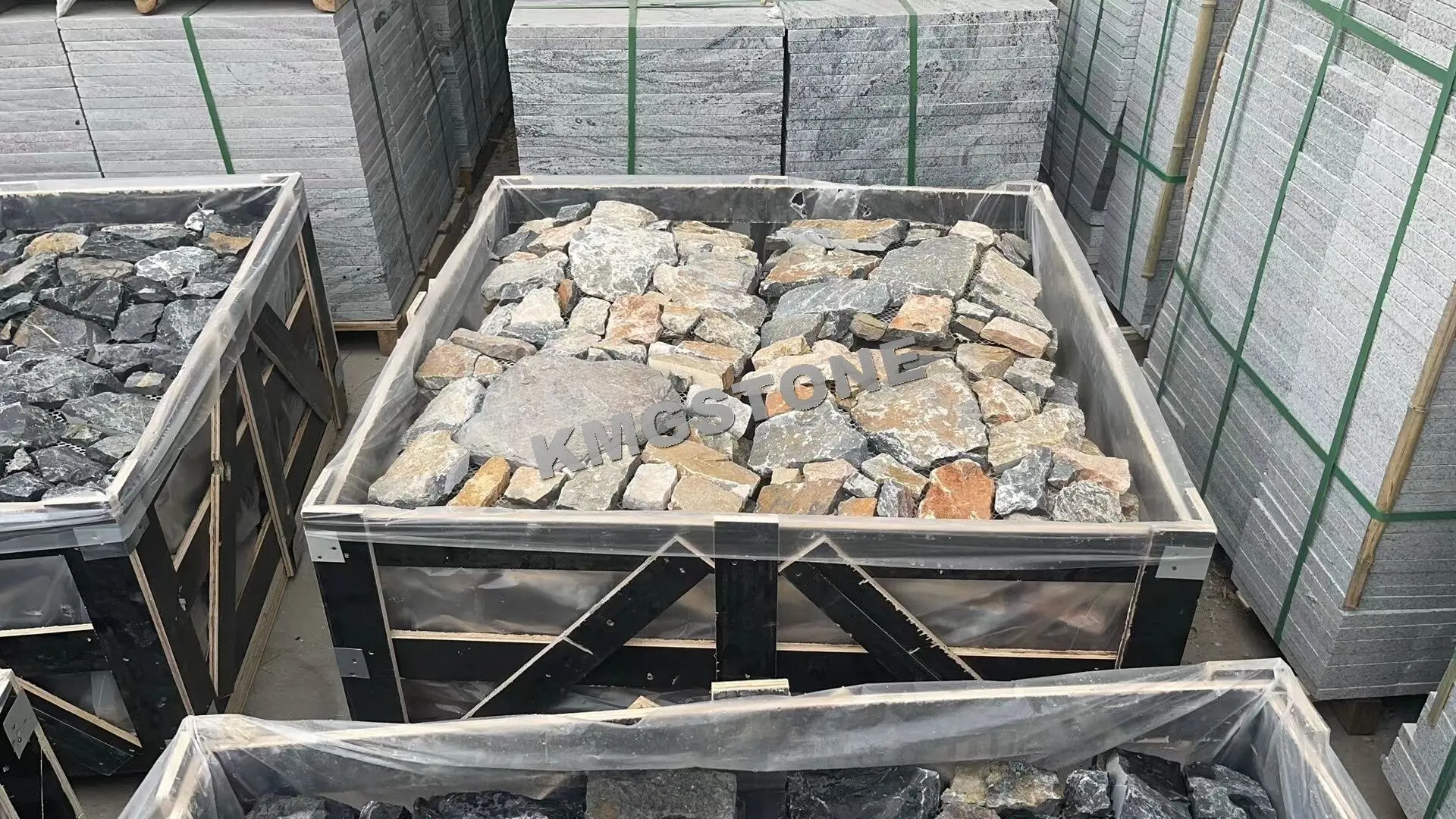 Natural Black Slate Outdoor Garden Stepping Stones Interlocking Paving