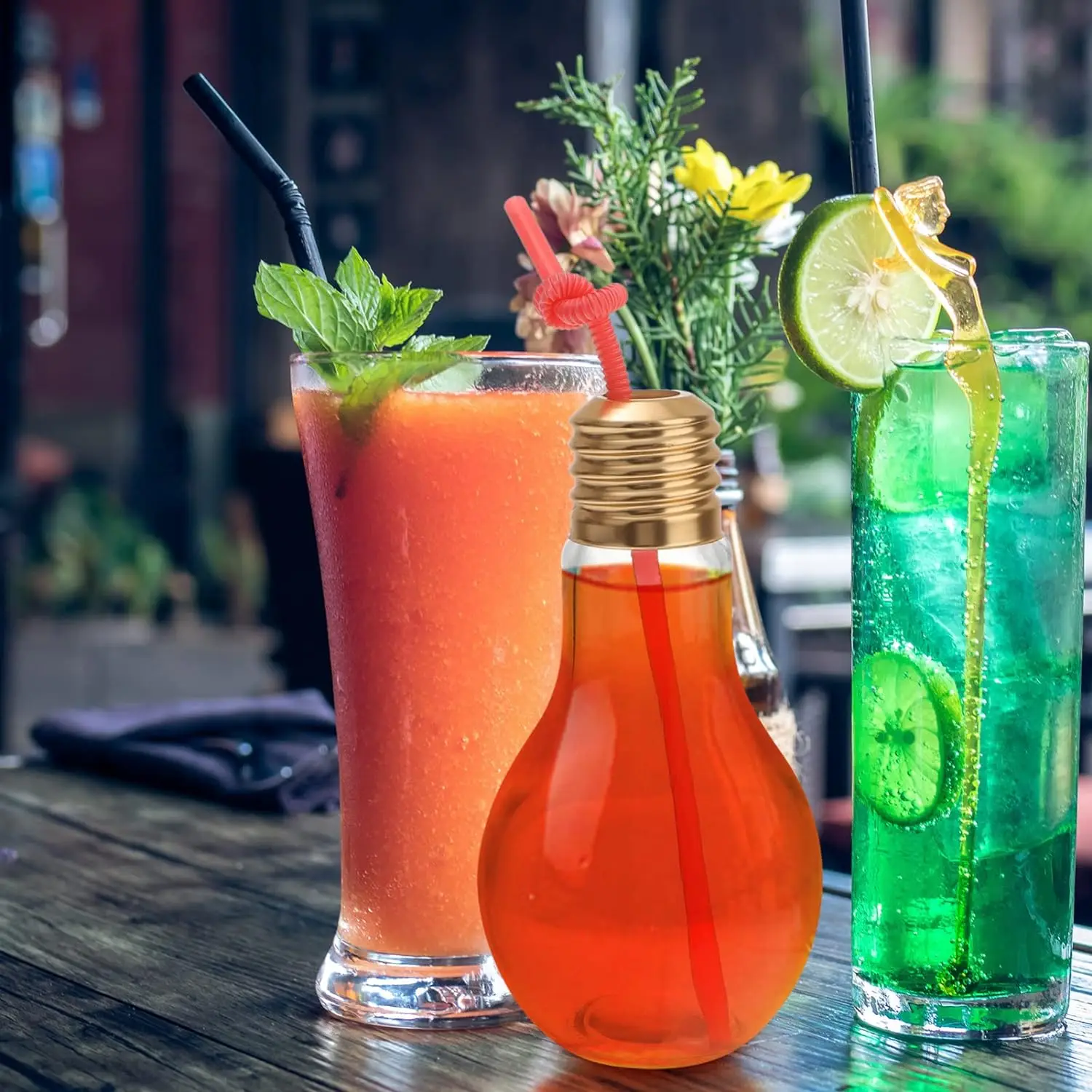 Empty Reusable 320ml 400ml Light Bulb Shaped Glass Bottle Novelty