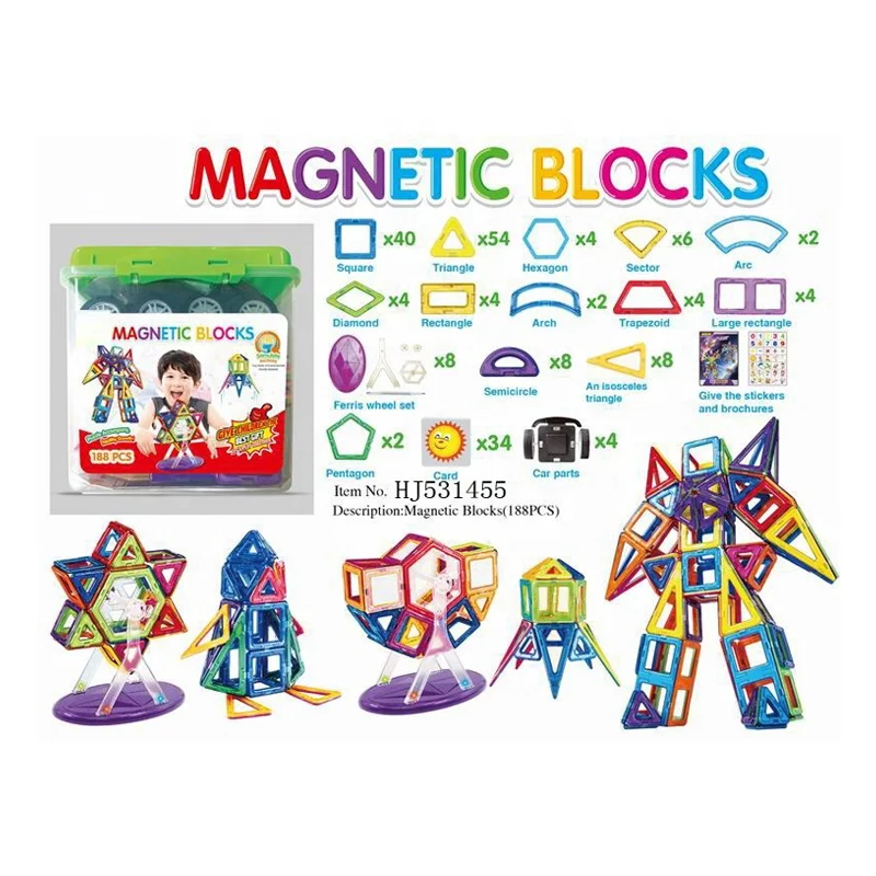Magplayer образовательные 3d Строительные магнитные блоки игрушки пластиковый набор для