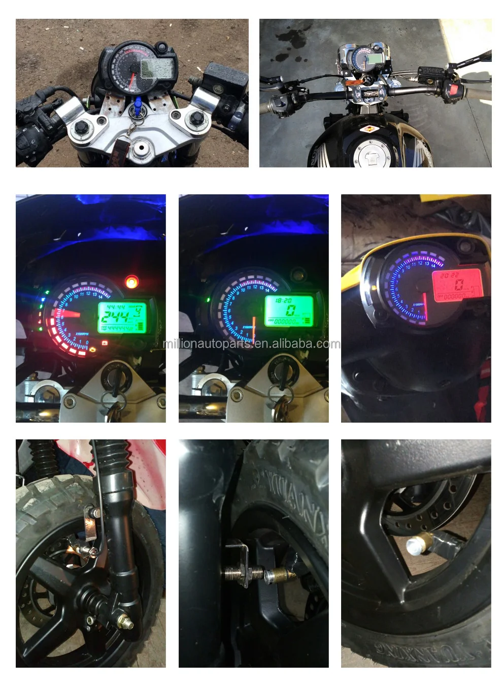 Abs Display Lcd Digital Light Odometer Speedometer Tachometer 7 Colors