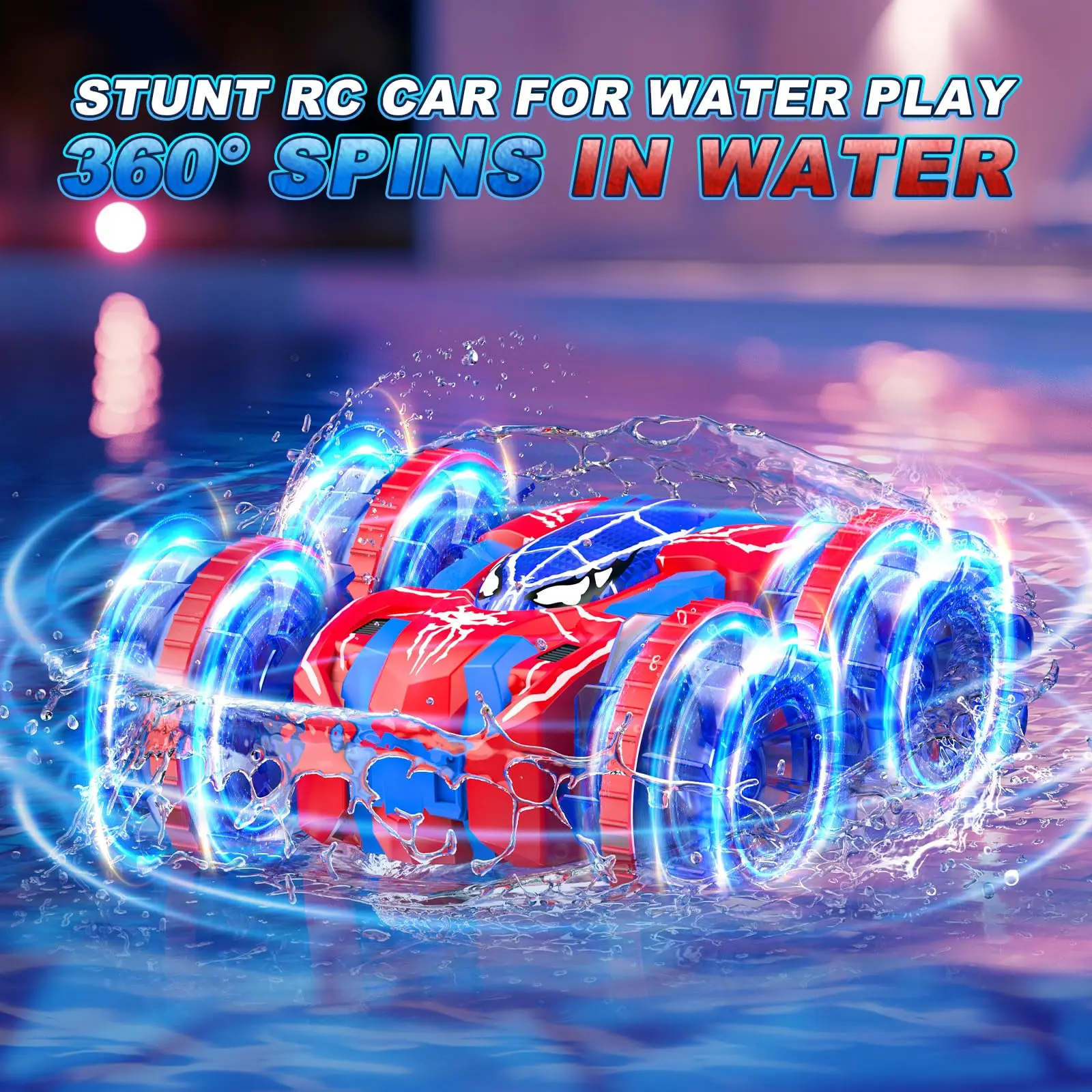 2025 Trending 4WD Light Mini RC Stunt Racing Drift Cars Kids Small Waterproof Amphibious Spider Remote Control Car for Children