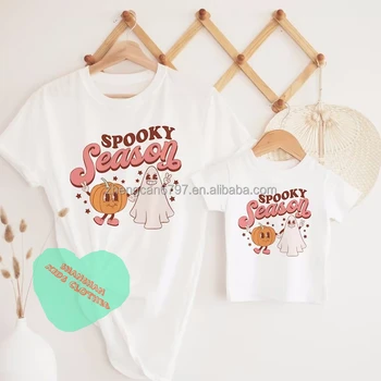 Fancy 2022 Halloween Family Mum And Me Tee Spooky Season Printed Adult And Kids T Shirts