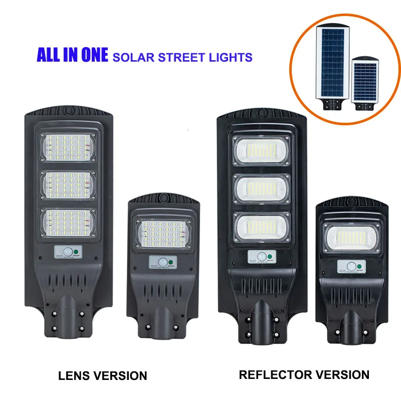 Ultra Bright Outdoor Ip65 waterproof ABS 50w 100w 200w 300w Integrated high power All In One Led Solar Street Light