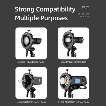 S2 Bowens Mount Flash S-type Speedlite Holder Bracket for Godox V1 V860II AD200 AD400PRO Speedlite Flash Snoot Softbox product image