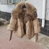 khaki+raccoon fur collar