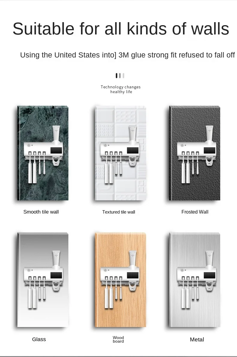 Bathroom Set 3 in 1 UV Light Ultraviolet Toothbrush Sterilizer Toothbrush Holder box Automatic Toothpaste Squeezers Dispenser