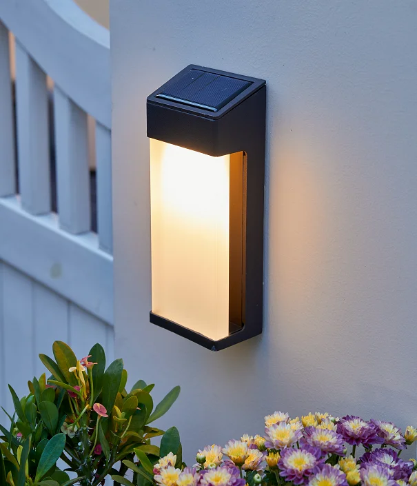 Frosted morden design waterproof outdoor wireless wall mounted solar LED powered garden post wall lamp solar fence lights supplier