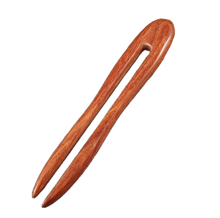 Chinese Hairpin U Shaped Hair Forks Vintage Green Sandalwood Wooden Sticks for