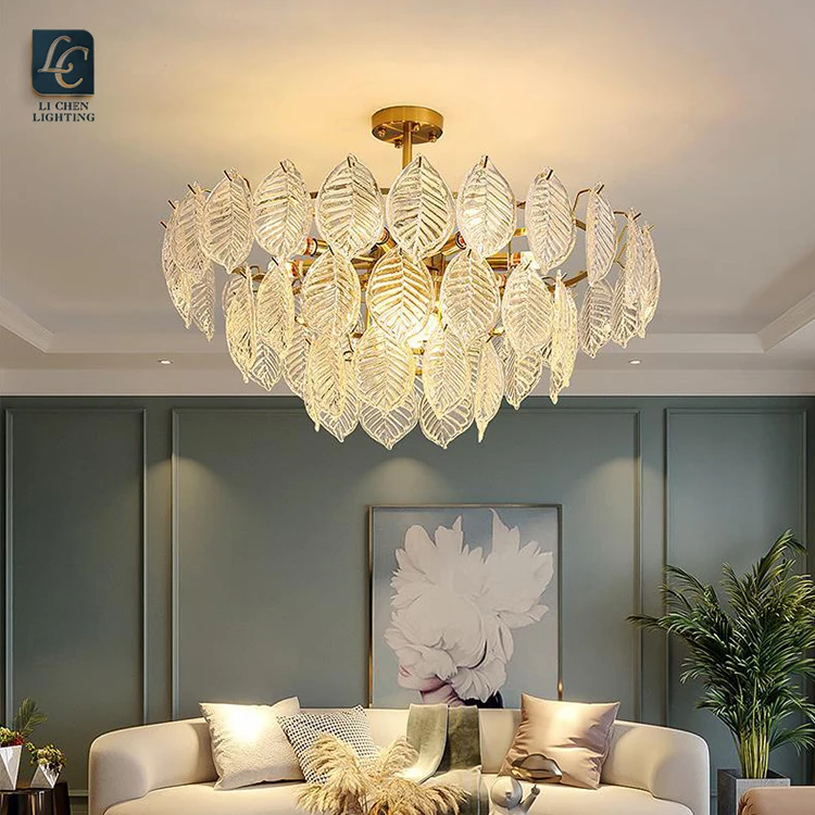 P0009 Contemporary Style Residential Decoration Brass Color Glass LED Ceiling Pendant Light