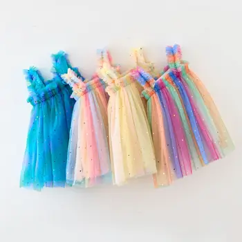 New children sequins suspender skirt mesh tulle tutu dress baby princess dress