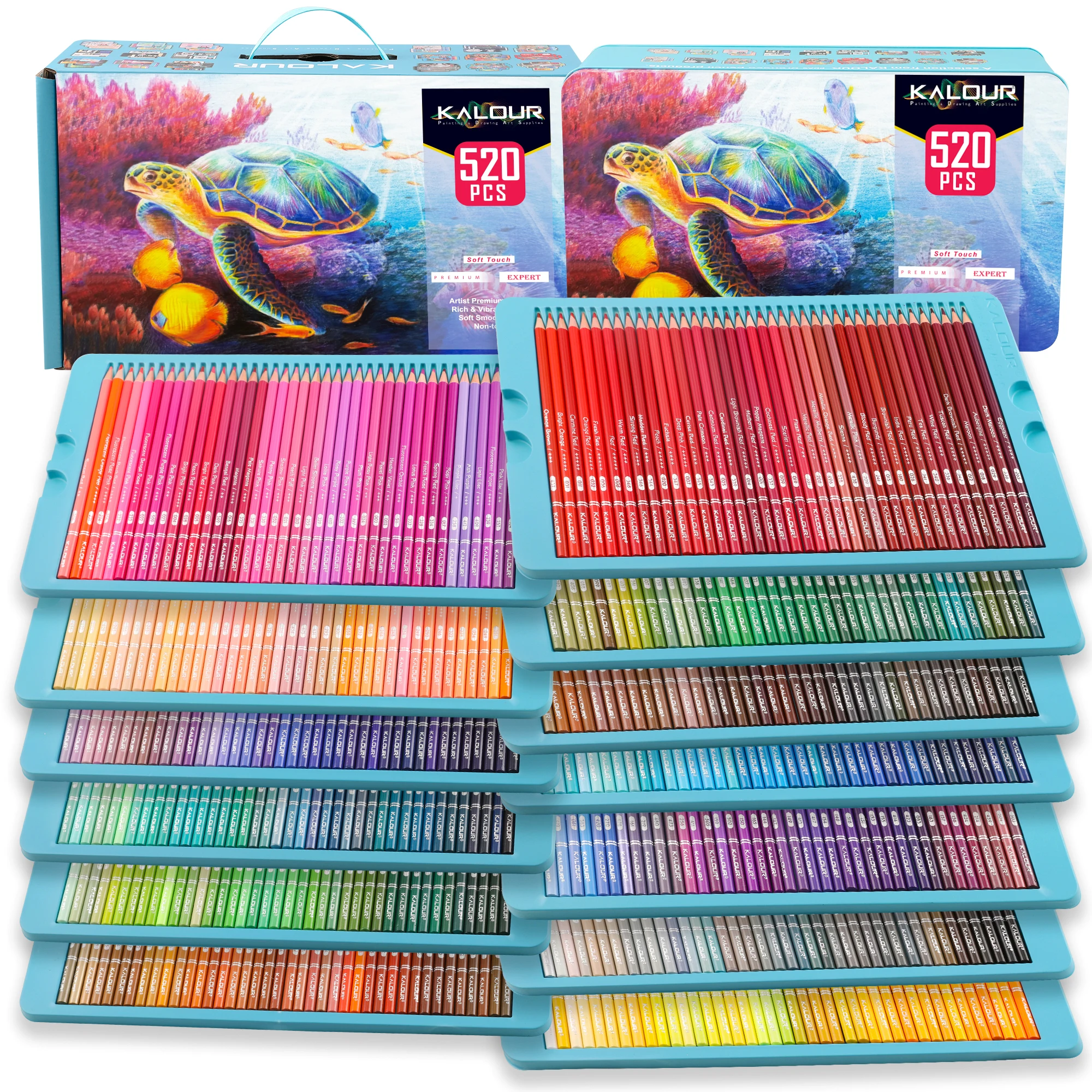 Kalour 520 Colored Pencil Set In Tin Box With Premium 520 Color Pencils ...