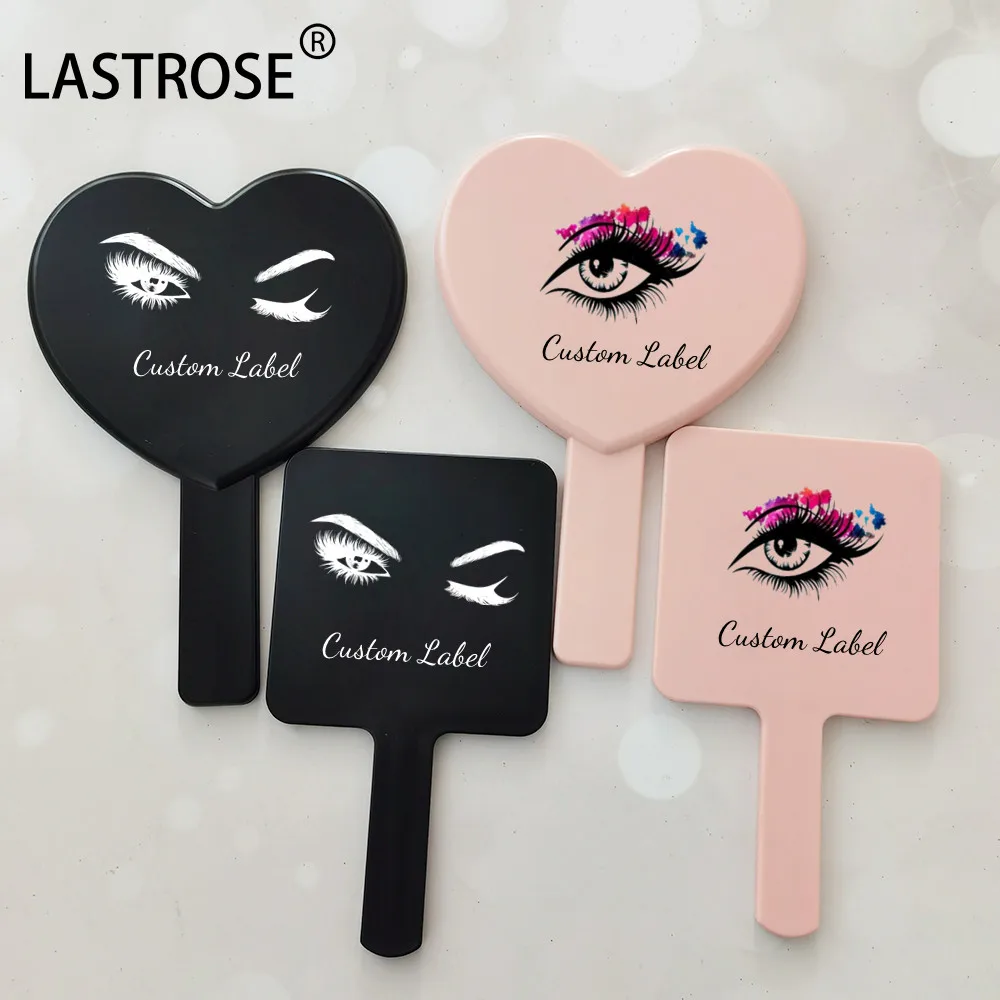 Custom Handheld Mirror Square Heart Shape Mirror Wholesale Eyelash