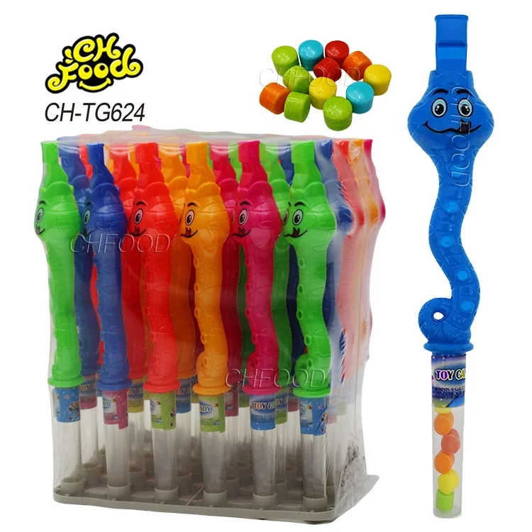 Custom Cheap Plastic Small Cartoon Snake Shape Toy with Tablet Candy for Children