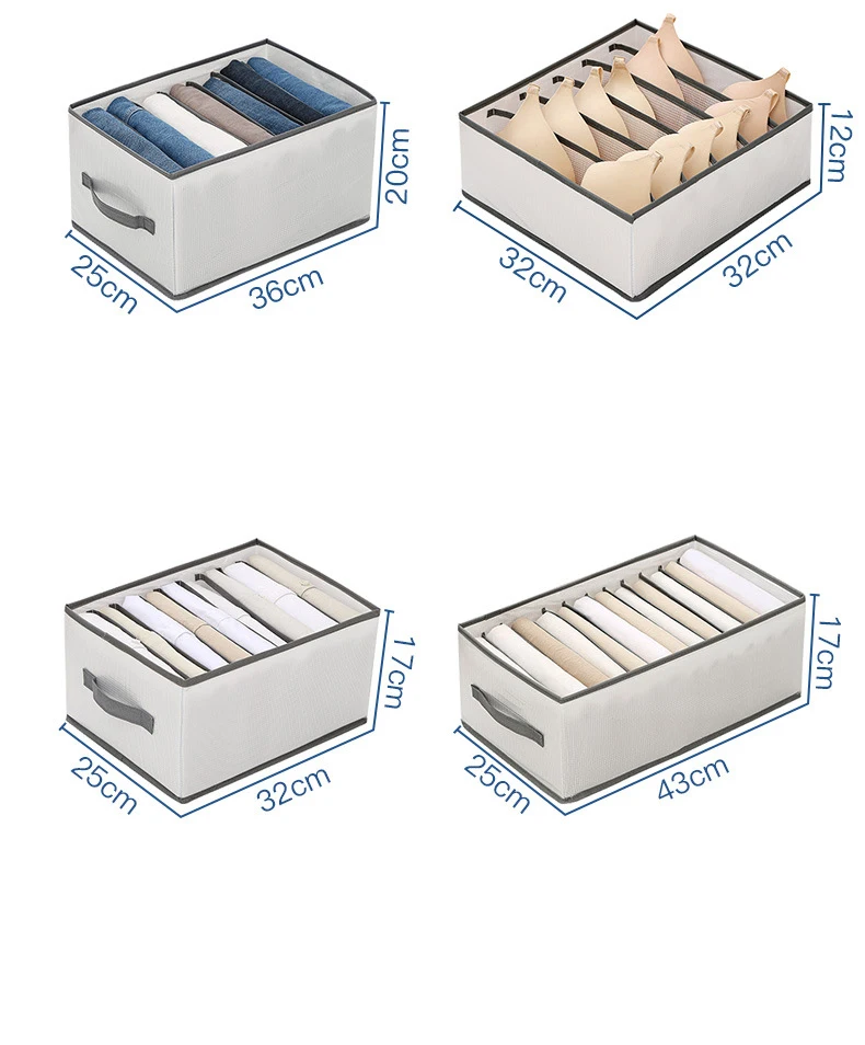 Collapsible Wardrobe Clothes Organizer 7 Grids Drawer Organizers