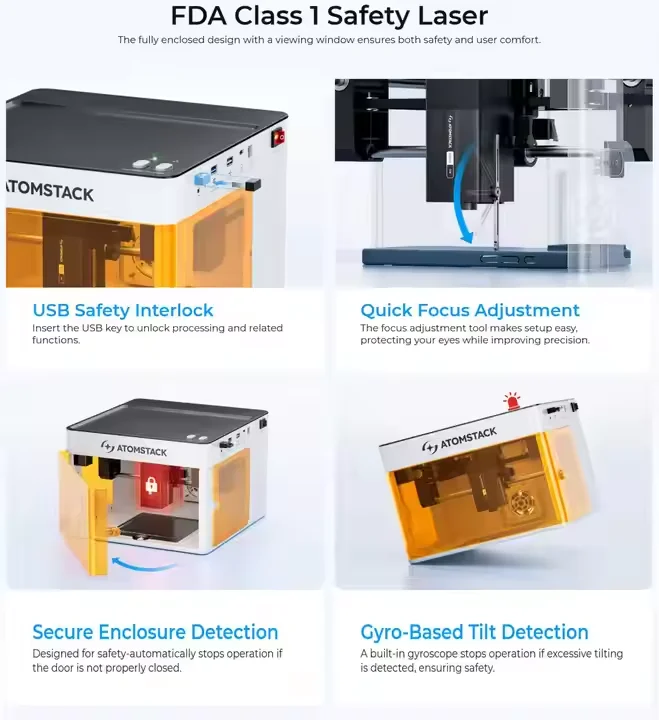 Atomstack P1デュアル彫刻機金属木材プラスチックジュエリー