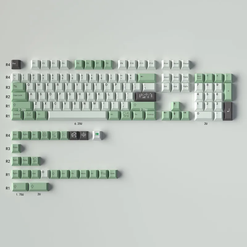Graph To Show R4 R3 R2 R1 Keys On Keyoard Cherry Profile Blank PBT Keycaps for Mechanical Keyboards