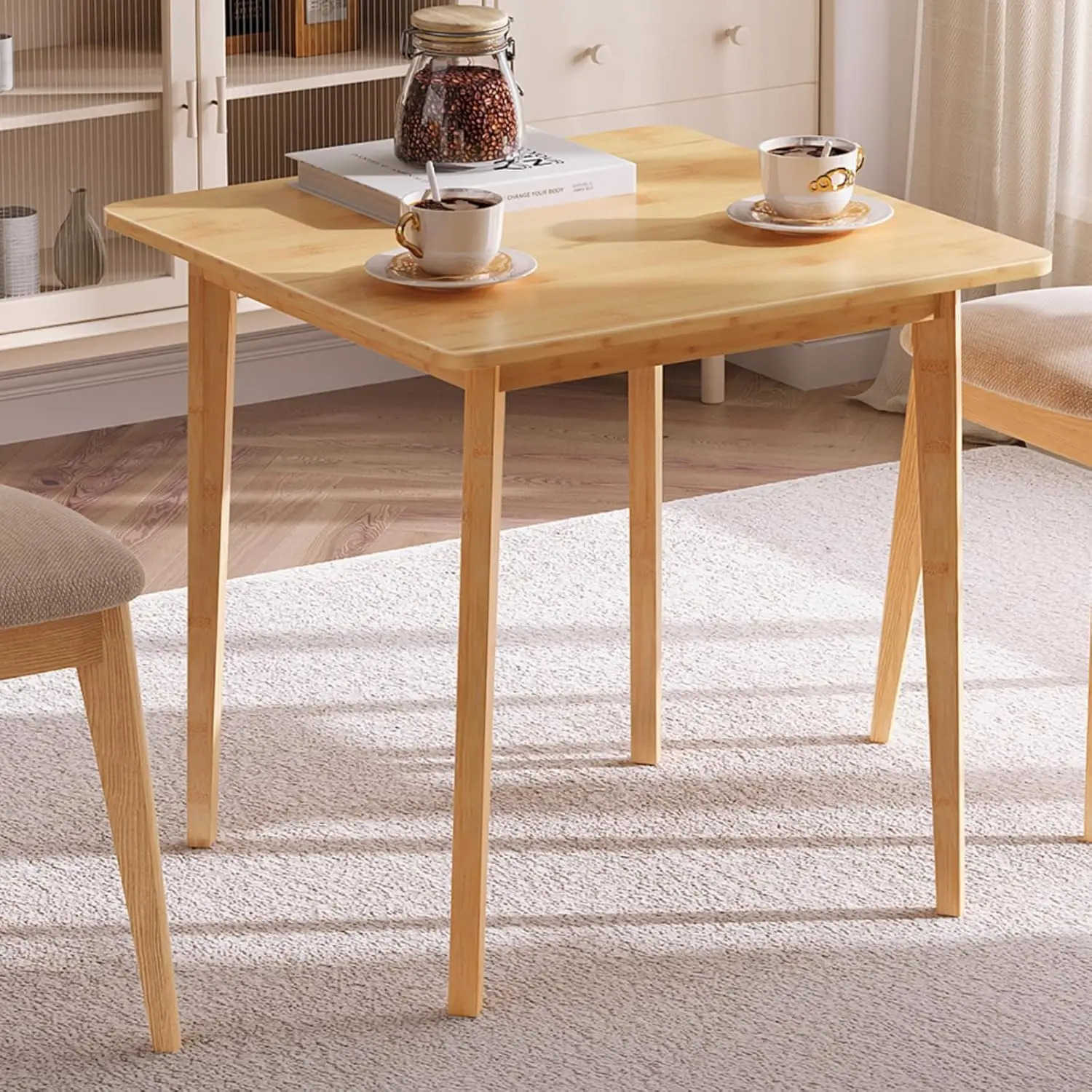 Wholesale Square Bamboo Kitchen Table Dining Table for Small Space Dining Room Living Room Office Kitchen