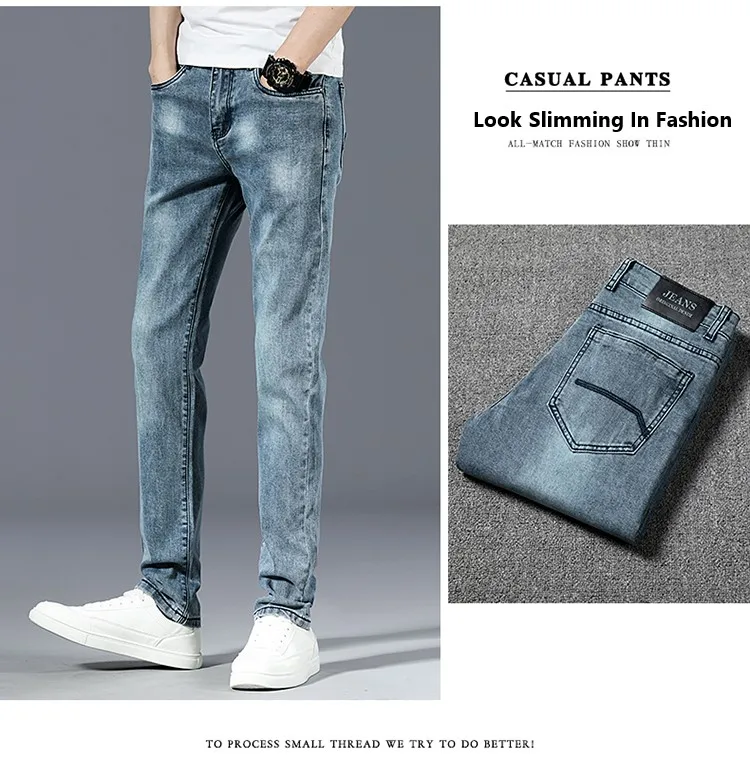 High Quality Of Exports Skinny Jeans For Men Stylish Blue Gray Vintage Softener Straight Knitted