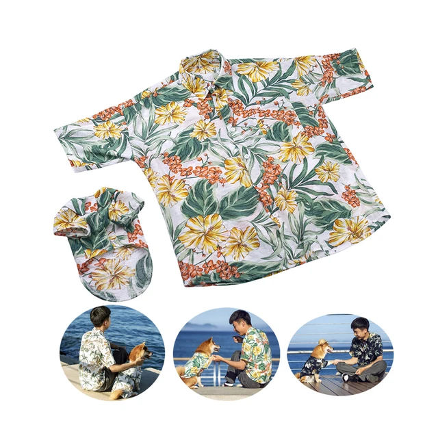Hawaii dog and human matching clothes dog clothing that match owner printing t-shirt for pet dogs cats