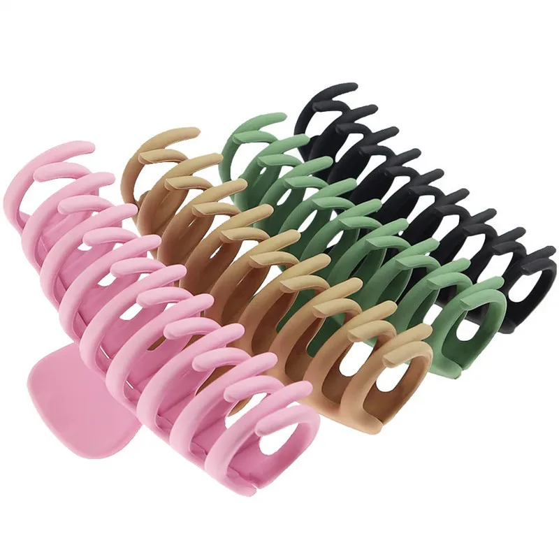 New Fashion Plastic Resin Big Rubber Paint Nonslip Strong Fixing Thick Hair Claw Clips for Women