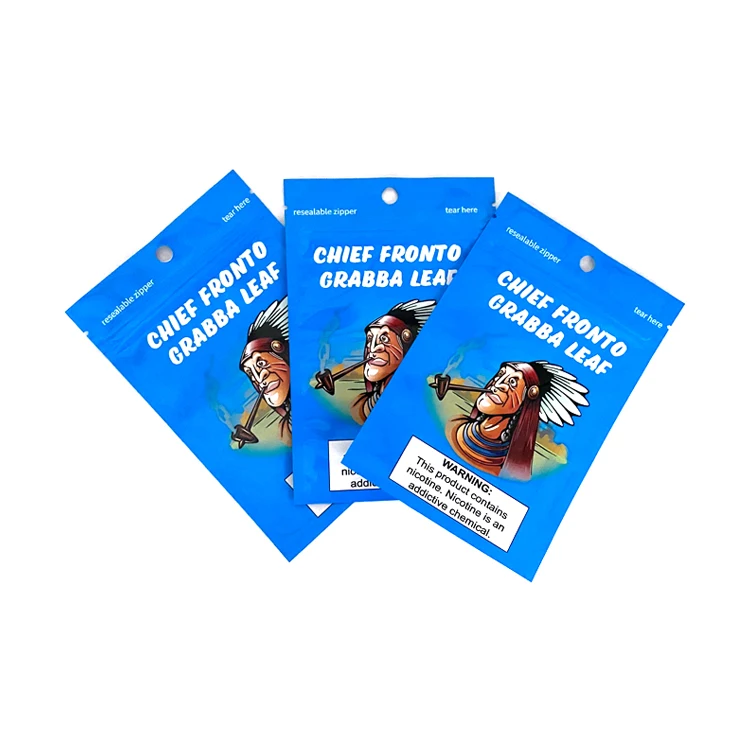 Cheap Customized Vertical Plastic Fronto Leaf Wrapper Zipper Pouch Crushed Grabba Package Coated Paper Carton