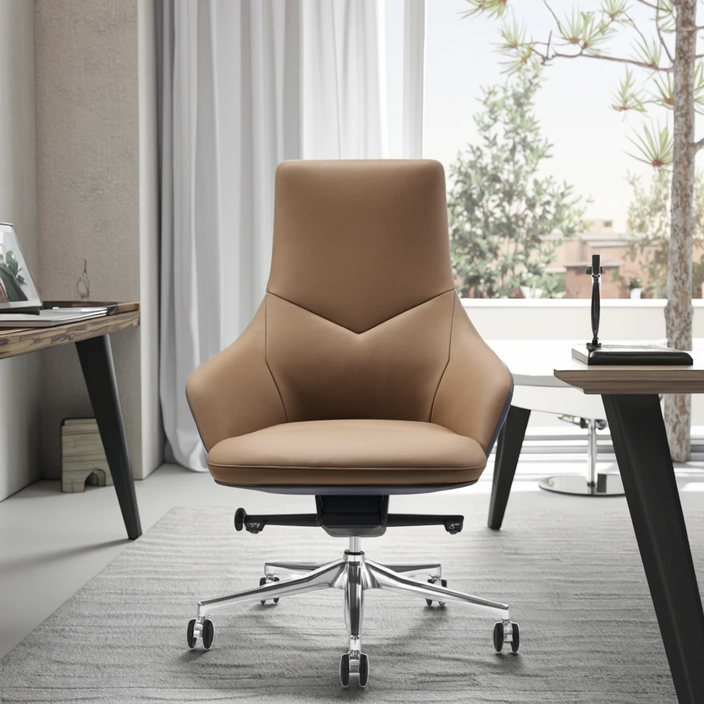 Modern Leather Mid Back Ergonomic Executive Office Task Chair 3