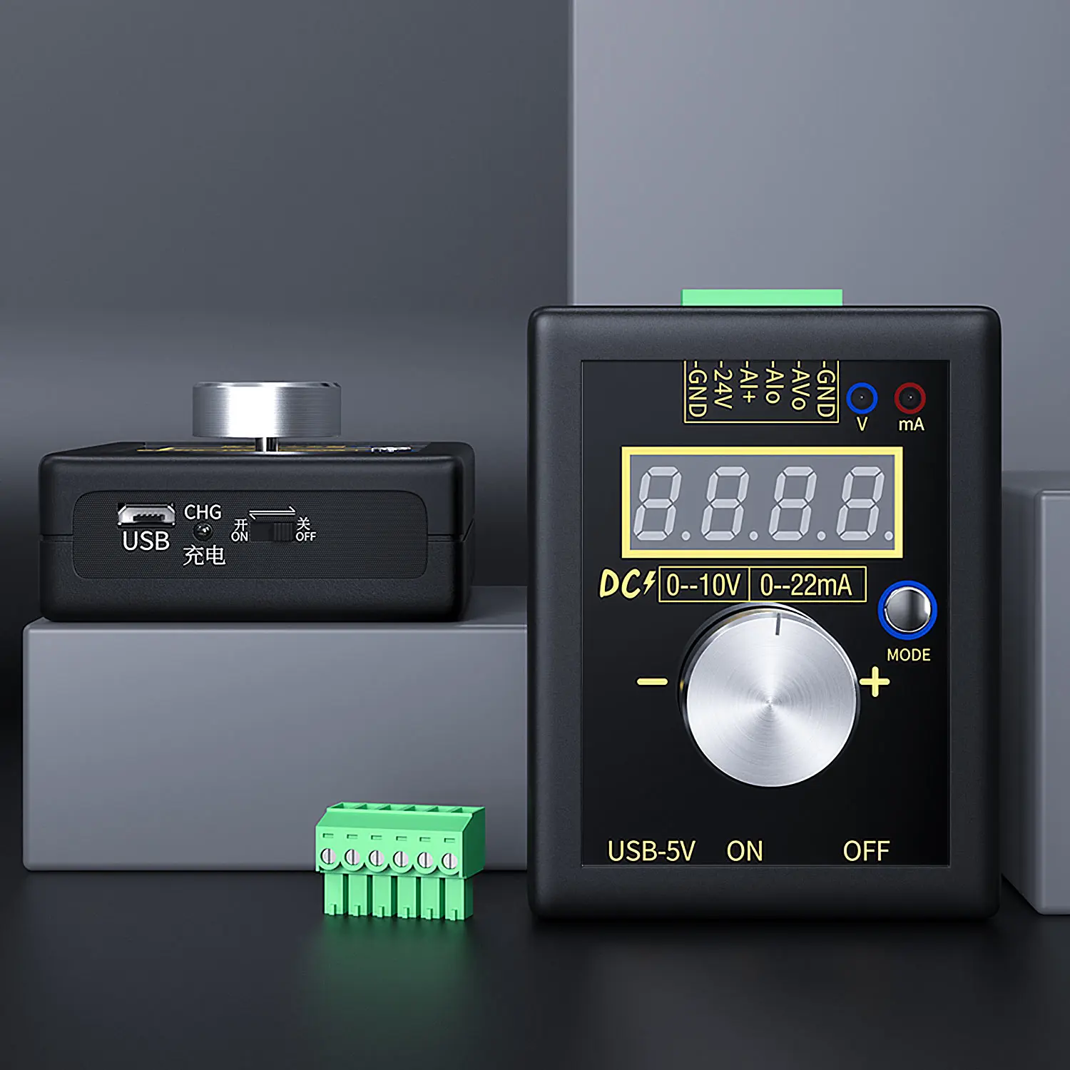Analog 0-5V 0-10V 4-20mA Signal Generator with Rechargeable Battery Pocket Adjustable Voltage Current Simulator Calibrator