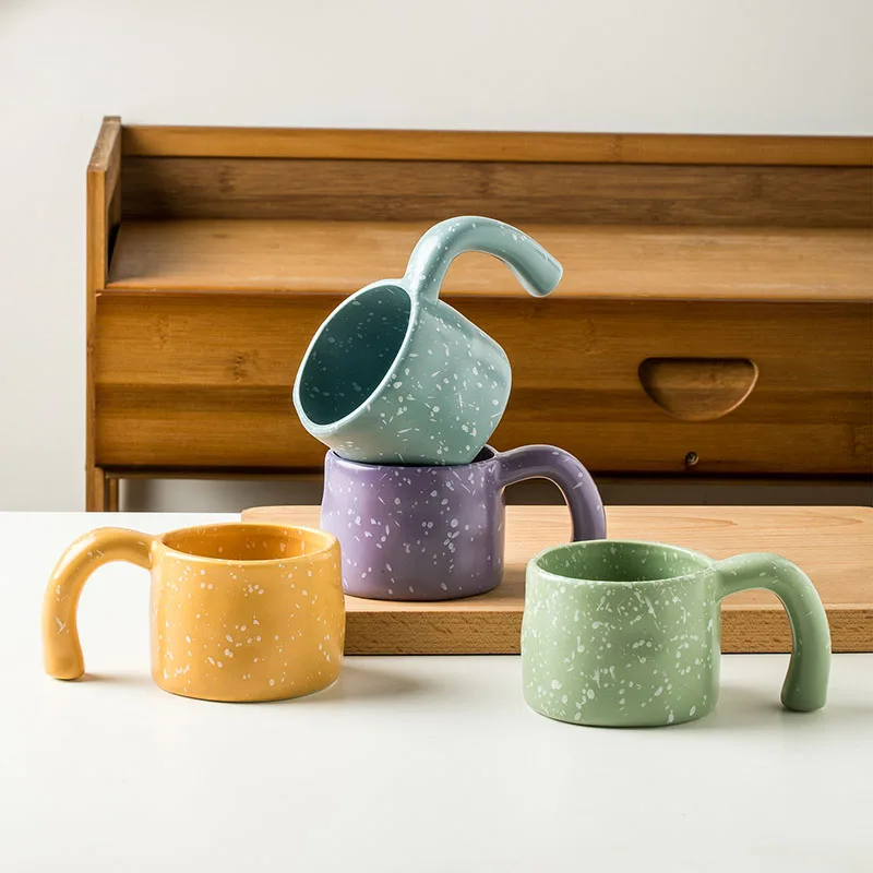 Solhui INS Nordic Style Irregular Splash Ink Ceramic Handmade Coffee Shop Mugs Speckled Coffee Mug