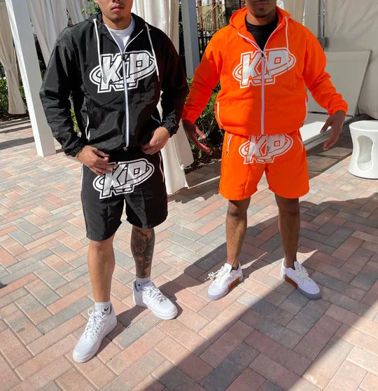 Custom Sweatsuit Two Piece Short Set Design Streetwear Mens Reflective Windbreaker Jacket Tracksuit Set