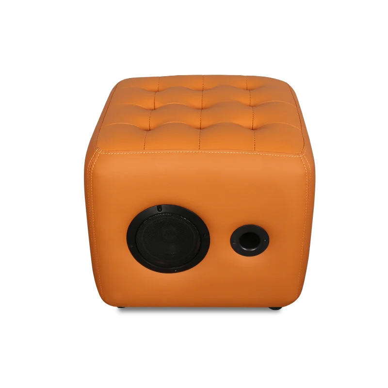 Cow Leather Pu Ottoman With 2.0 Vision Speaker And Storage For The