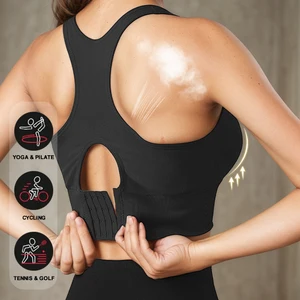 European American Women's Sports Bra Vest Wire-Free Yoga Suit with Comfortable Back Support Seamless Knitted Sports Bra Vest