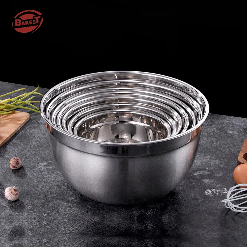 Popular Stainless Steel Bakest 18cm-26cm Stainless Steel Round Egg Beater Bowl Dough Cake Mixer  Bowl