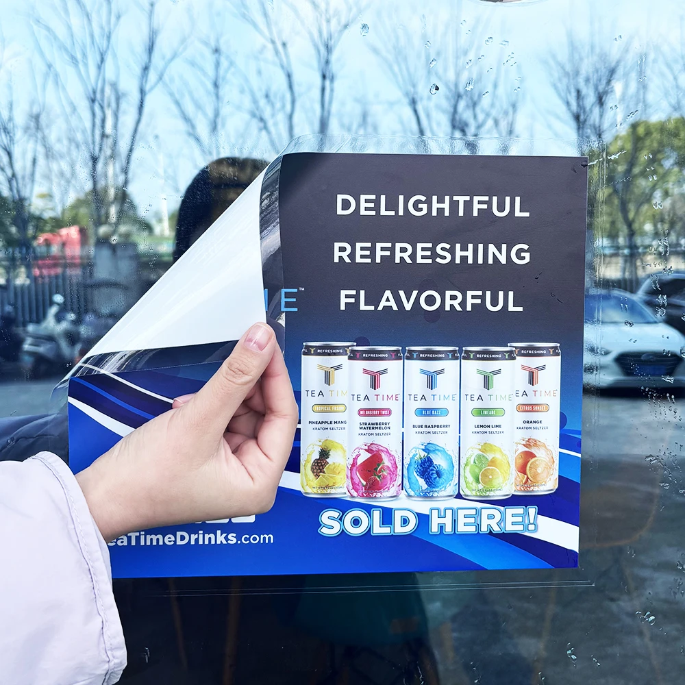 Easy Peel Off Removable PVC Vinyl Custom Weatherproof Windows Glass Static Decal Cling Stickers for Shop Window