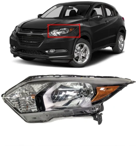 car body kit black housing headlamp usa halogen headlight for Honda HR-V HRV 2016