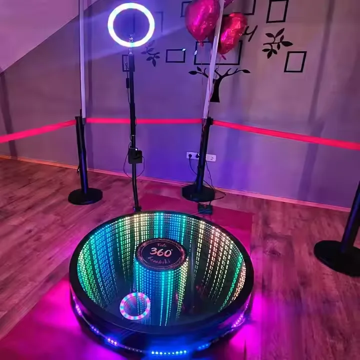2024 Portable 360 Photo Booth 100cm Selfie 369 Rotating Photo Booth Machine Photobooth With Ring Light