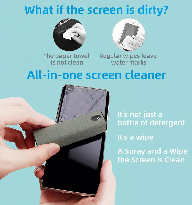 2 In 1 Eco-friendly Reusable Screen Cleaner Press Mist Phone Screen ...