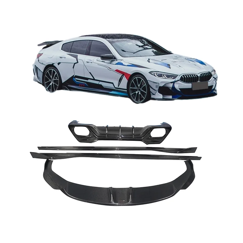 Carbon Fiber Fibre Bodykit Fit For BMW 8 Series G16 840 Front lip Splitter Rear Diffuser Side Skirt Body kit 2019-2023