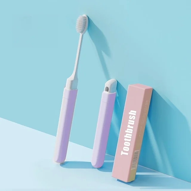 Folding Toothbrush for Business Trips, Portable for Adults with Fine Soft Bristles, Compact Toothbrush, Individually Packaged