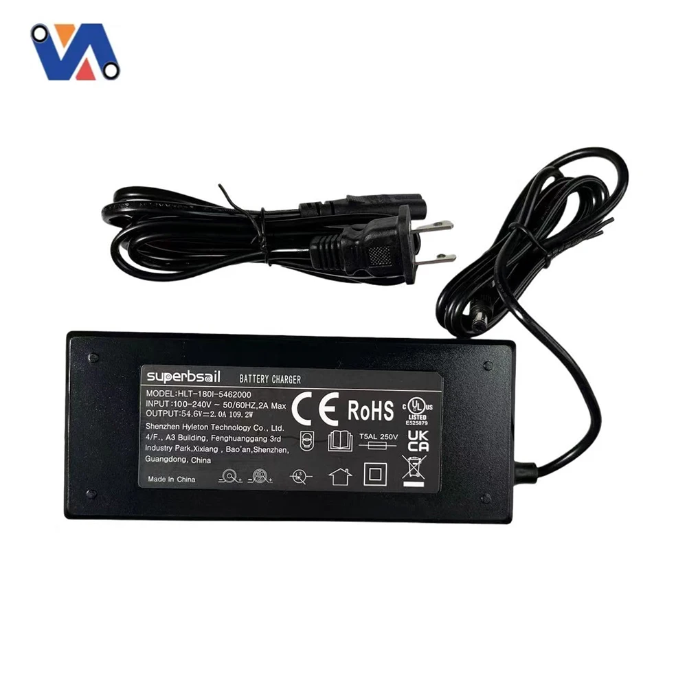 Nuovo Caricabatterie da 54,6 V 2 A DC 5,5*2,1 CE Out Xi V8 per Bicicletta Elettrica OUXI V8, Ricambi e Accessori, Fabbrica New Image