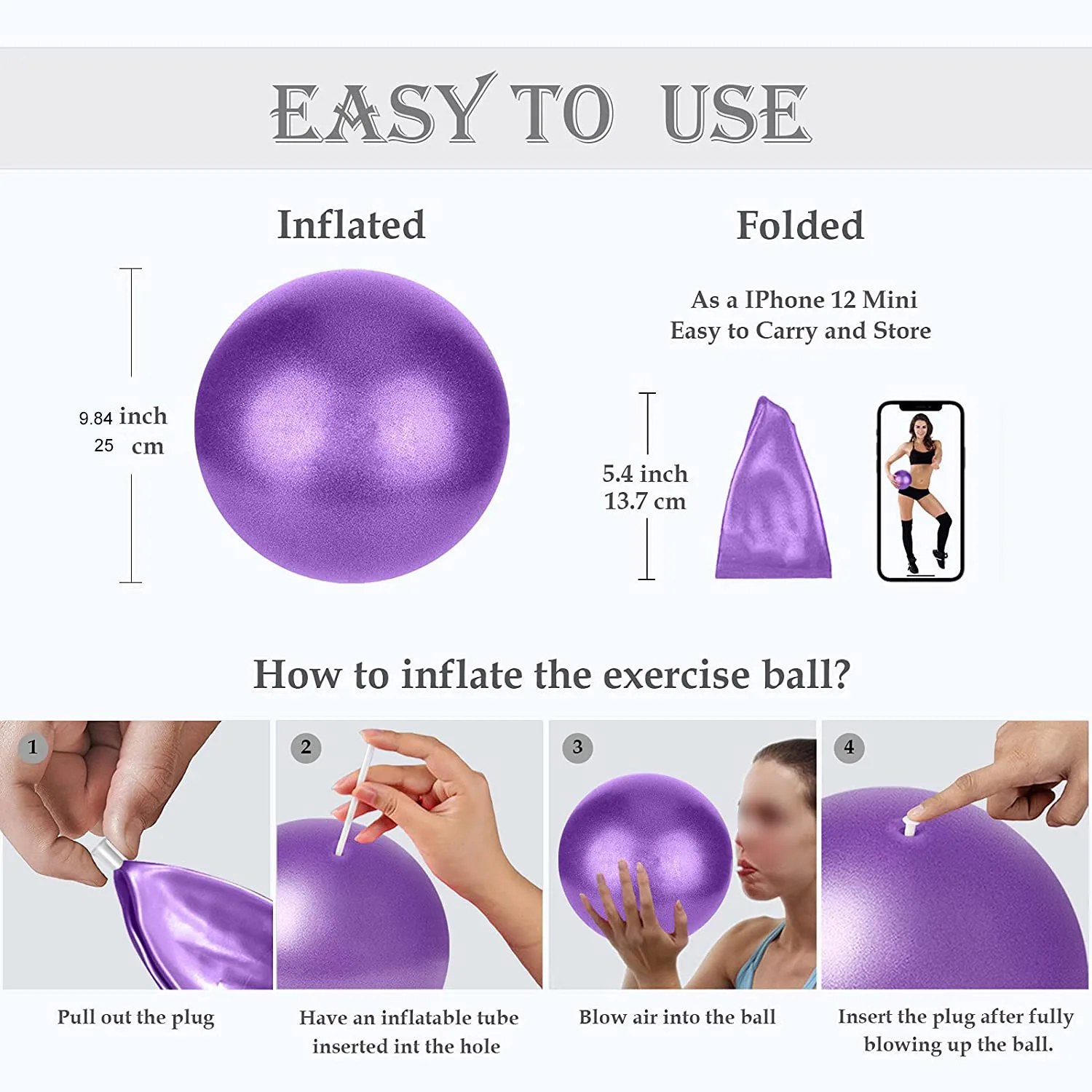 Wholesale Yoga Exercise Inflatable Soft Mini Pilates Small Ball
