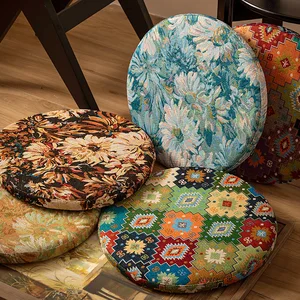 Round Memory Foam Chair Cushion Luxury Jacquard Cover with Anti-skid Bar Stool