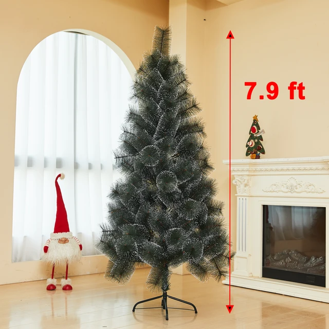 Sevenlots Xmas needle pine christmas tree  hinged structure with metal stand for party holiday indoor and outdoor decoration
