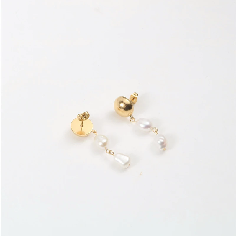 2021 Elegant Jewelry Stainless Steel Freshwater Pearl Dangle Earring ...