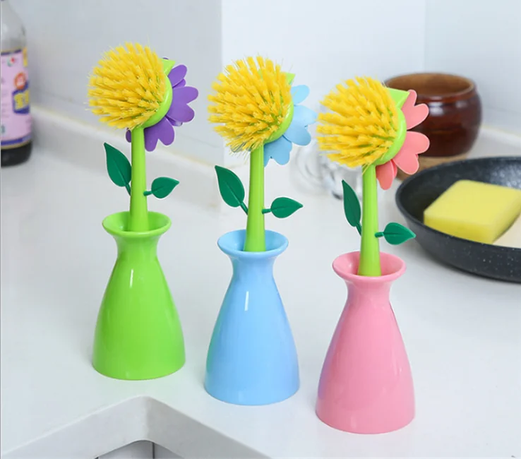 flower dish brush made of plastic